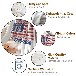 USA 250 Years Of Freedom Throw Blanket USA Independence 250th Anniversary 1776 2026 Patriotic Flag TS10 Print Your Wear
