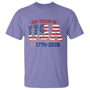 USA 250 Years Of Freedom T Shirt USA Independence 250th Anniversary 1776 2026 Patriotic Flag TS10 Violet Print Your Wear