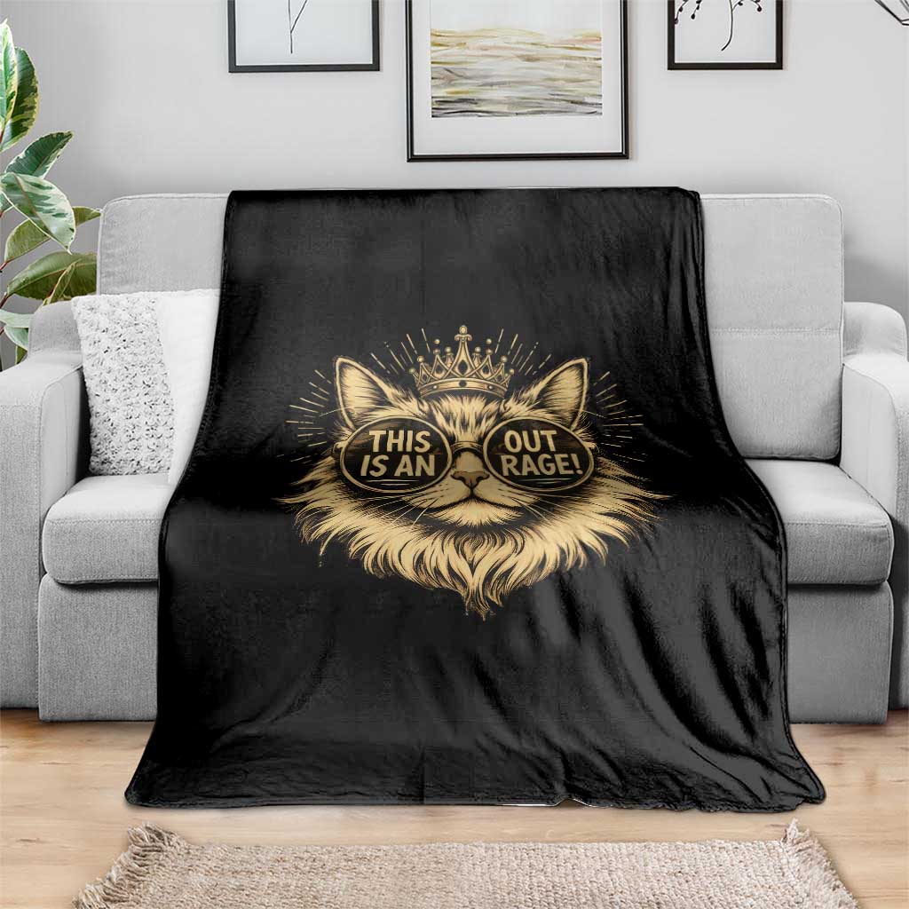 Funny Princess Cat Throw Blanket This Is An Outrage Donut Gold Cat Lover Gifts TS10 Print Your Wear