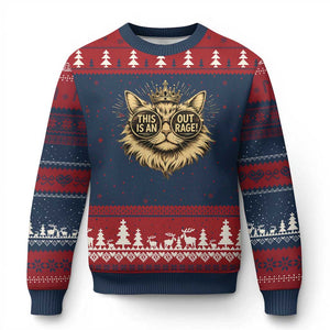 Funny Princess Cat Ugly Christmas Sweater This Is An Outrage Donut Gold Cat Lover Gifts TS10 Navy Red Print Your Wear