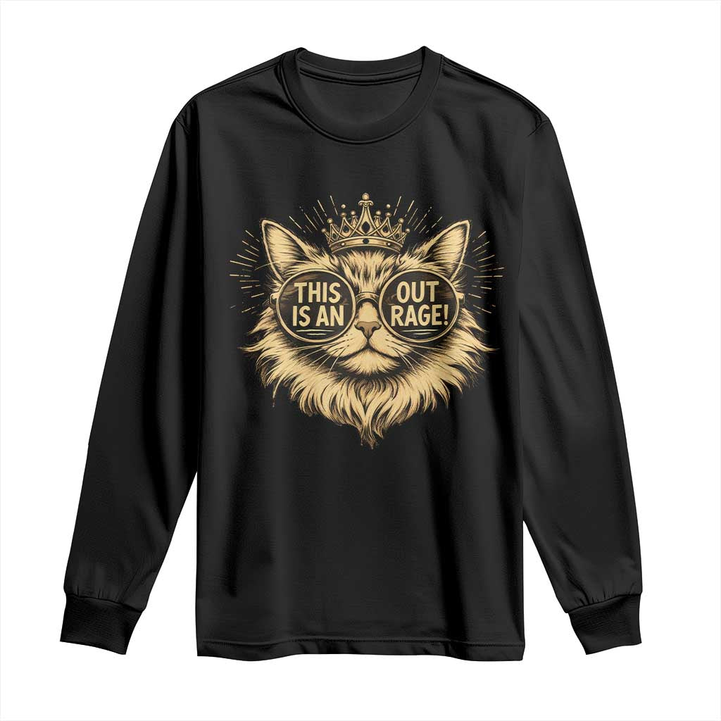 Funny Princess Cat Long Sleeve Shirt This Is An Outrage Donut Gold Cat Lover Gifts TS10 Black Print Your Wear