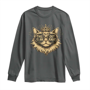 Funny Princess Cat Long Sleeve Shirt This Is An Outrage Donut Gold Cat Lover Gifts TS10 Dark Heather Print Your Wear