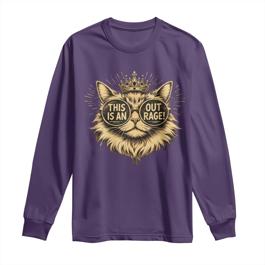 Funny Princess Cat Long Sleeve Shirt This Is An Outrage Donut Gold Cat Lover Gifts TS10 Purple Print Your Wear