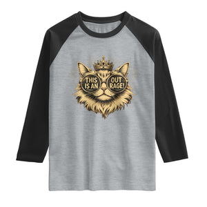 Funny Princess Cat Raglan Shirt This Is An Outrage Donut Gold Cat Lover Gifts TS10 Heather Gray Black Print Your Wear