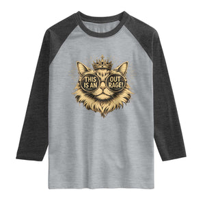 Funny Princess Cat Raglan Shirt This Is An Outrage Donut Gold Cat Lover Gifts TS10 Heather Gray Heather Charcoal Print Your Wear