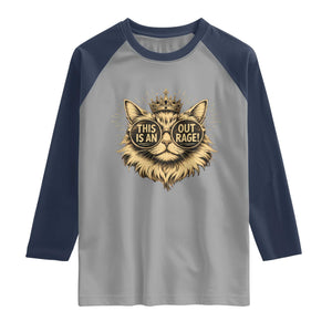 Funny Princess Cat Raglan Shirt This Is An Outrage Donut Gold Cat Lover Gifts TS10 Sport Gray Navy Print Your Wear