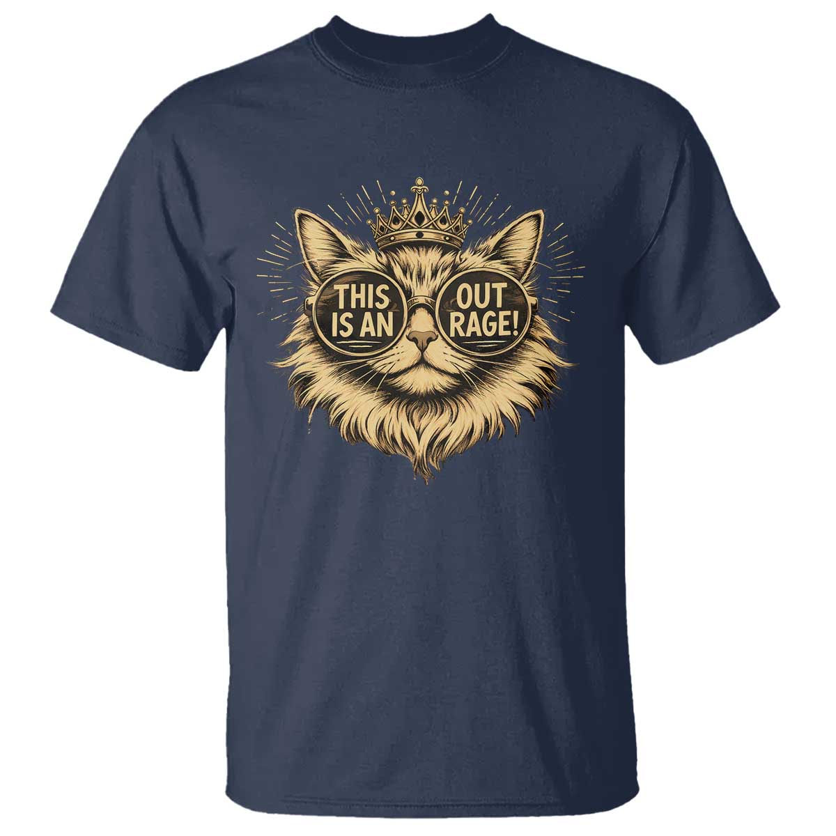 Funny Princess Cat T Shirt This Is An Outrage Donut Gold Cat Lover Gifts TS10 Navy Print Your Wear