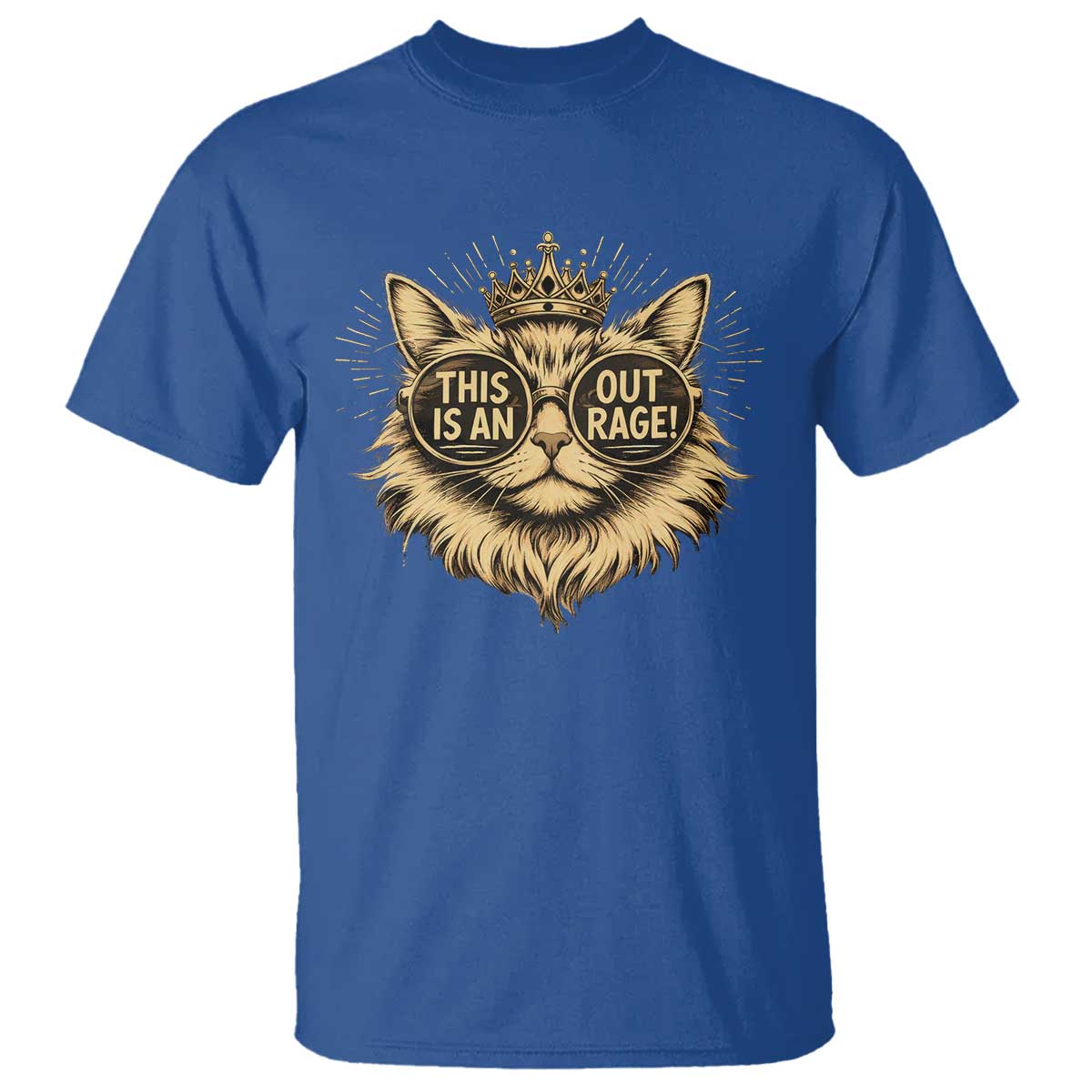 Funny Princess Cat T Shirt This Is An Outrage Donut Gold Cat Lover Gifts TS10 Royal Blue Print Your Wear