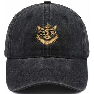 Funny Princess Cat Washed Cotton Baseball Cap - This Is An Outrage - Donut Gold Cat Lover Gifts TS10 Washed Cap Universal Fit Black Print Your Wear