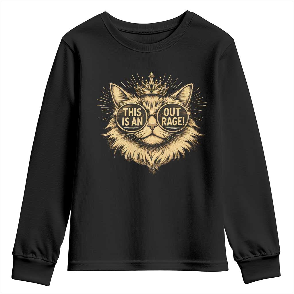 Funny Princess Cat Youth Sweatshirt This Is An Outrage Donut Gold Cat Lover Gifts TS10 Black Print Your Wear