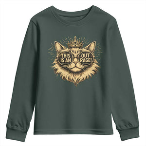 Funny Princess Cat Youth Sweatshirt This Is An Outrage Donut Gold Cat Lover Gifts TS10 Dark Forest Green Print Your Wear
