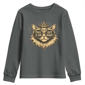 Funny Princess Cat Youth Sweatshirt This Is An Outrage Donut Gold Cat Lover Gifts TS10 Dark Heather Print Your Wear