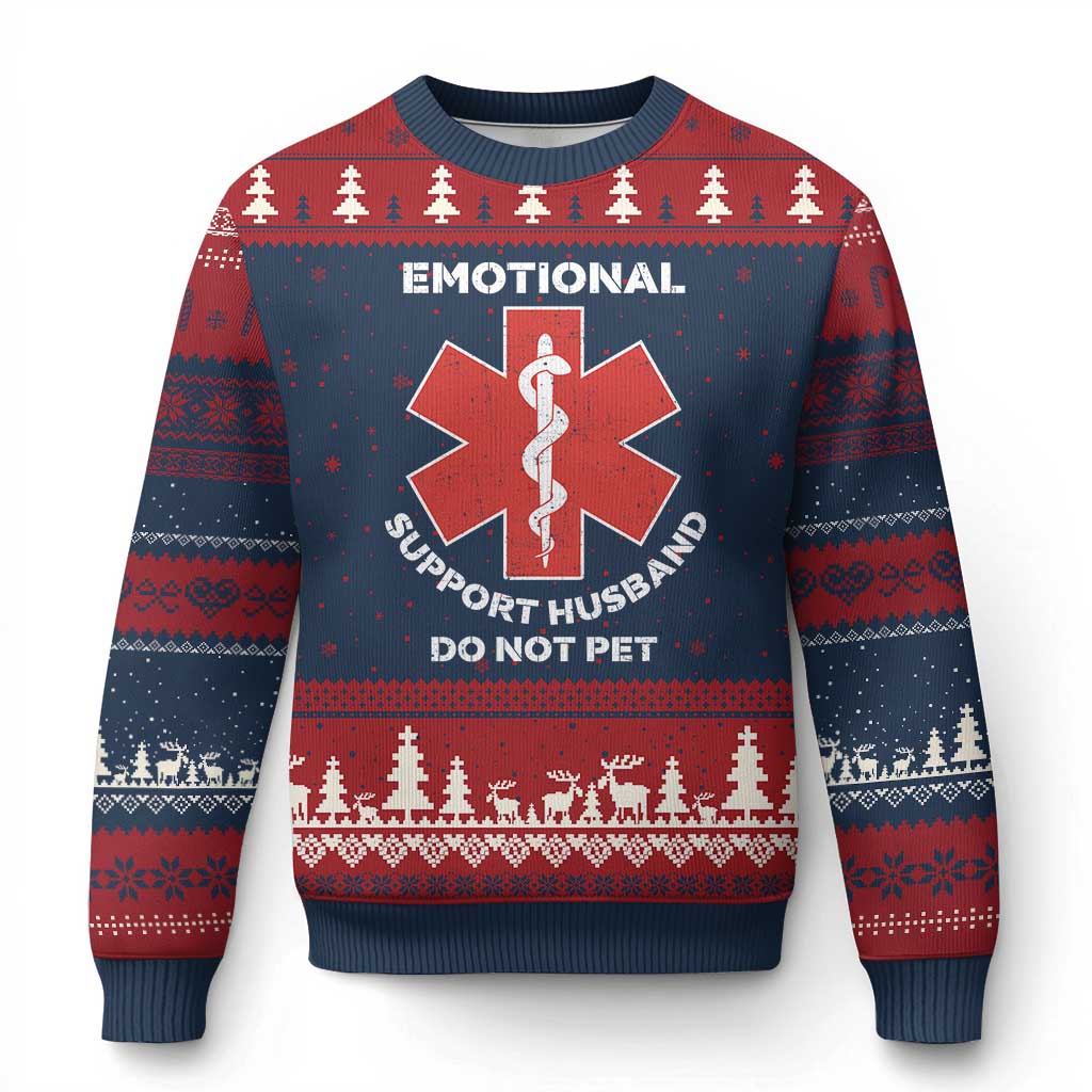 Do Not Pet Husband Ugly Christmas Sweater Funny Sarcastic Saying TS10 Navy Red Print Your Wear