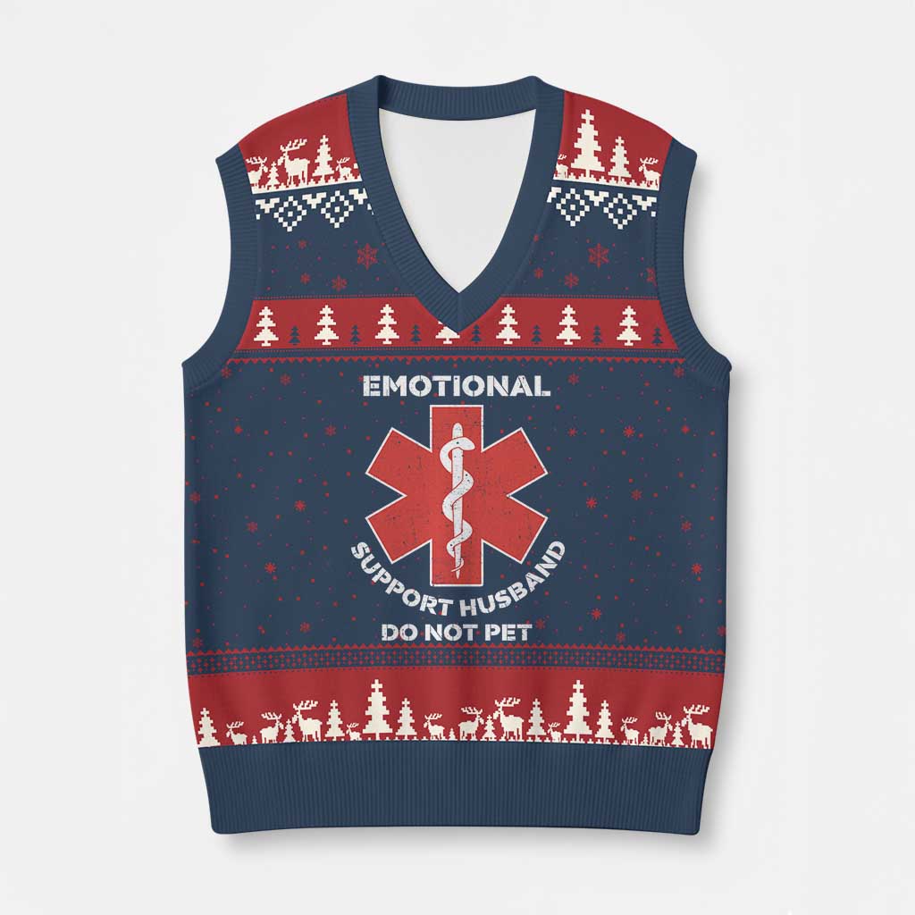 Do Not Pet Husband V-Neck Knit Sweater Vest Funny Sarcastic Saying TS10 Navy Red Print Your Wear