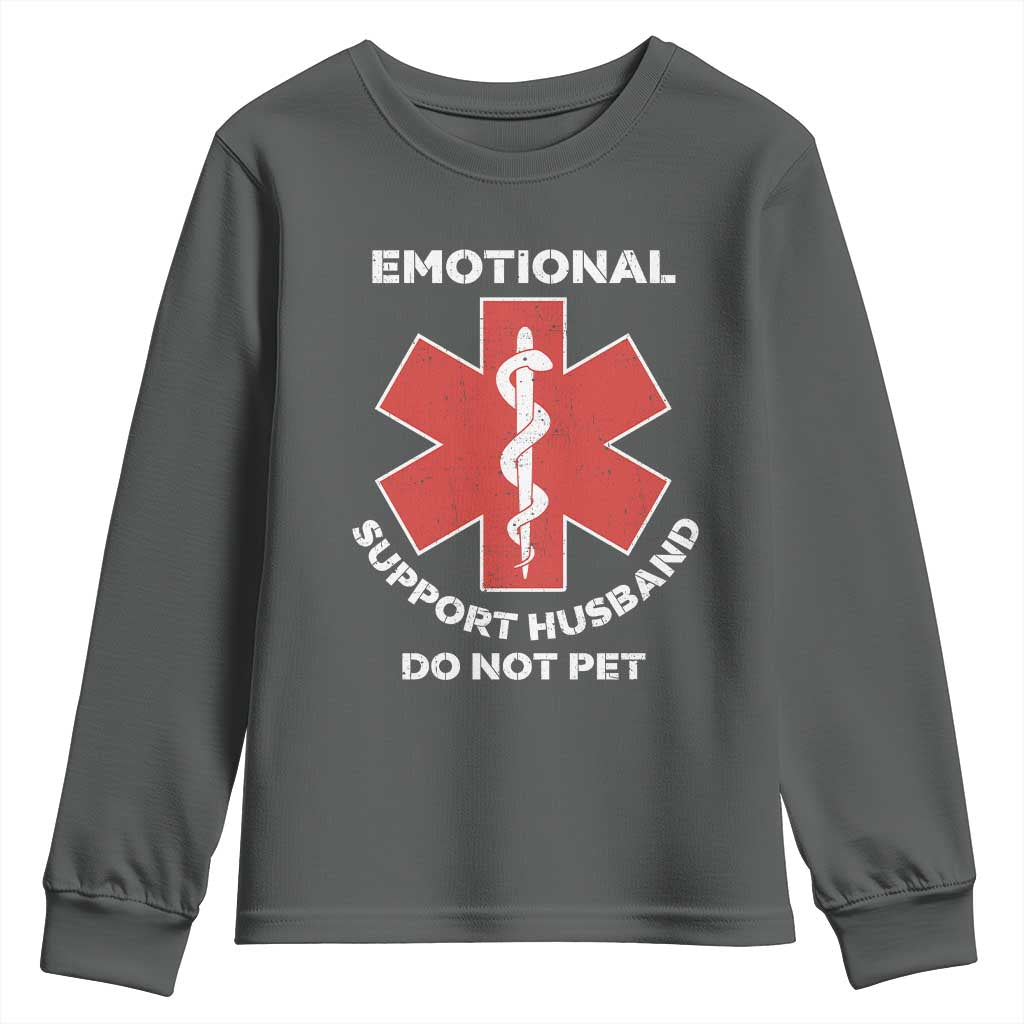Do Not Pet Husband Youth Sweatshirt Funny Sarcastic Saying TS10 Dark Heather Print Your Wear