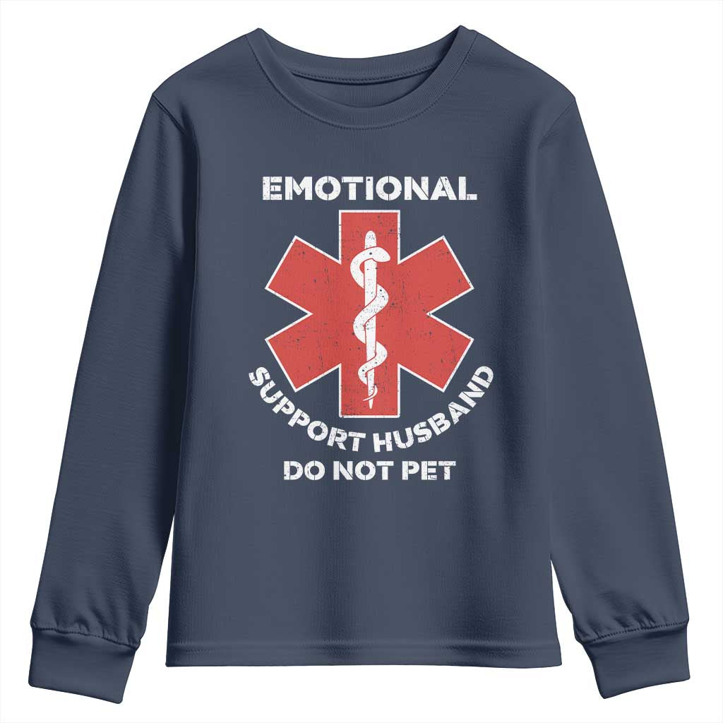 Do Not Pet Husband Youth Sweatshirt Funny Sarcastic Saying TS10 Navy Print Your Wear
