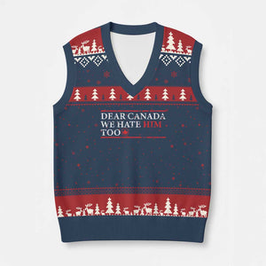 Dear Canada We Hate Him Too V-Neck Knit Sweater Vest Canadian Independence TS10 Navy Red Print Your Wear