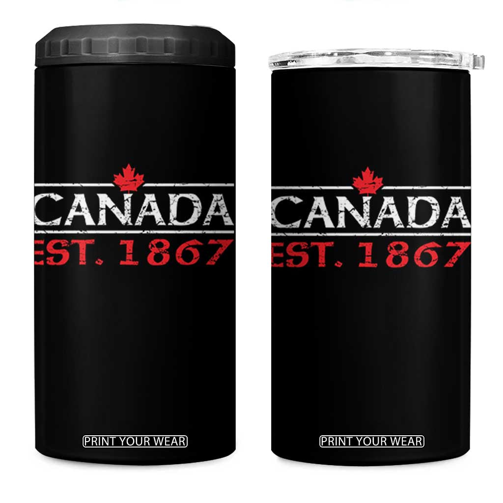 Canadian Maple Leaf 4 in 1 Can Cooler Tumbler Canada Flag Vintage Retro Sport TS10 One Size: 16 oz Black Print Your Wear