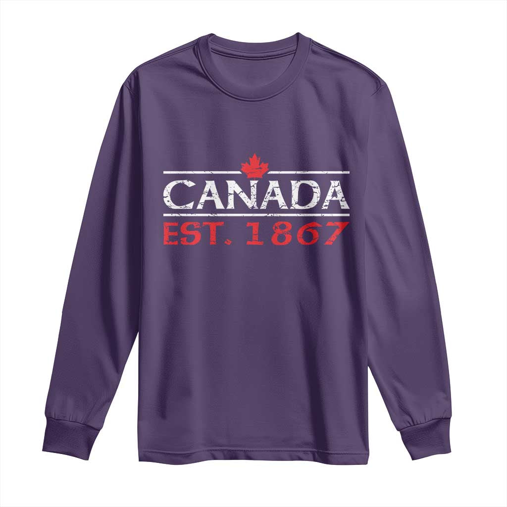 Canadian Maple Leaf Long Sleeve Shirt Canada Flag Vintage Retro Sport TS10 Purple Print Your Wear