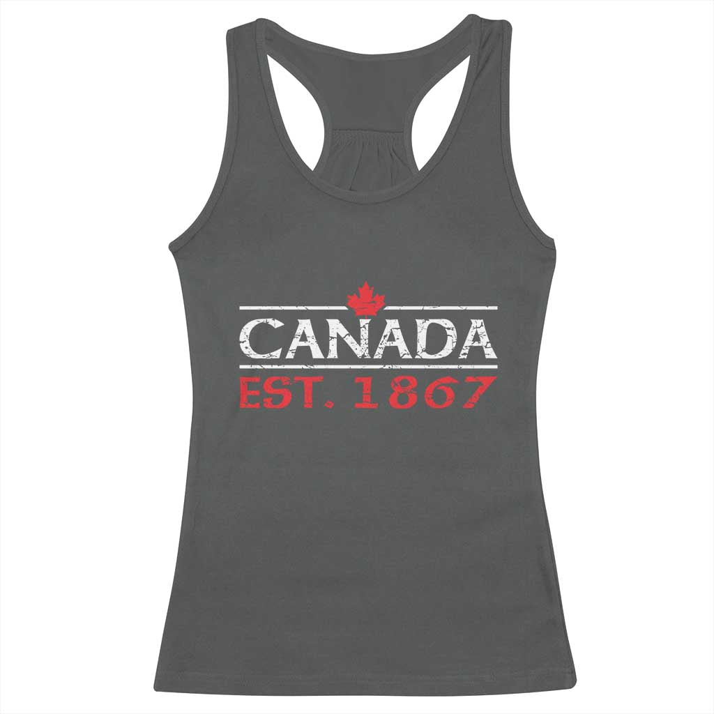 Canadian Maple Leaf Racerback Tank Top Canada Flag Vintage Retro Sport TS10 Dark Heather Print Your Wear