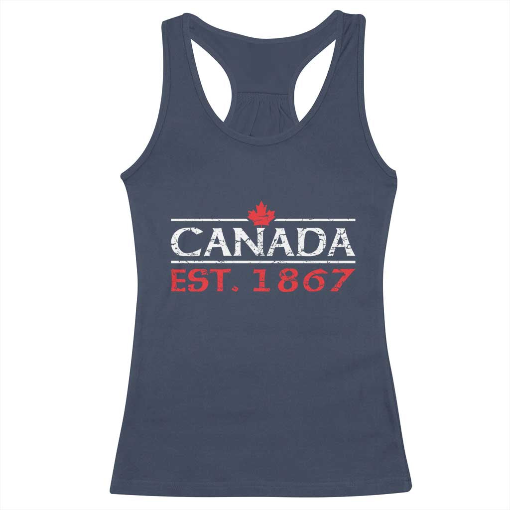Canadian Maple Leaf Racerback Tank Top Canada Flag Vintage Retro Sport TS10 Navy Print Your Wear