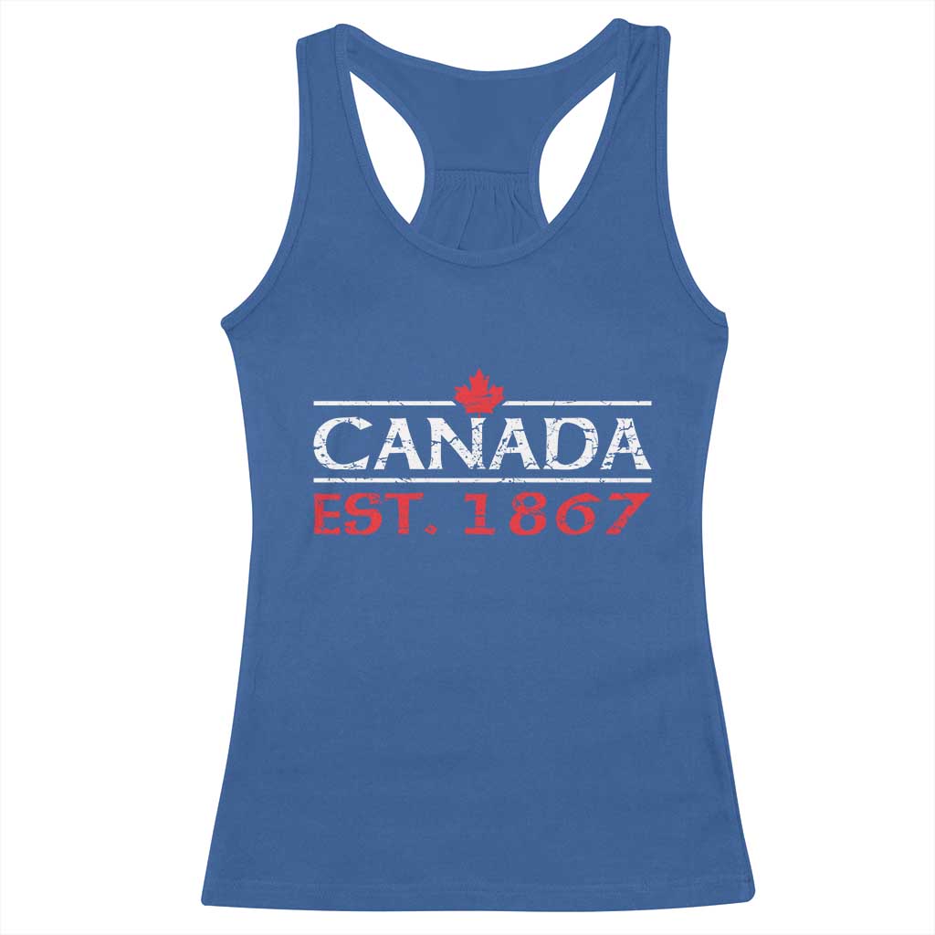 Canadian Maple Leaf Racerback Tank Top Canada Flag Vintage Retro Sport TS10 Royal Blue Print Your Wear