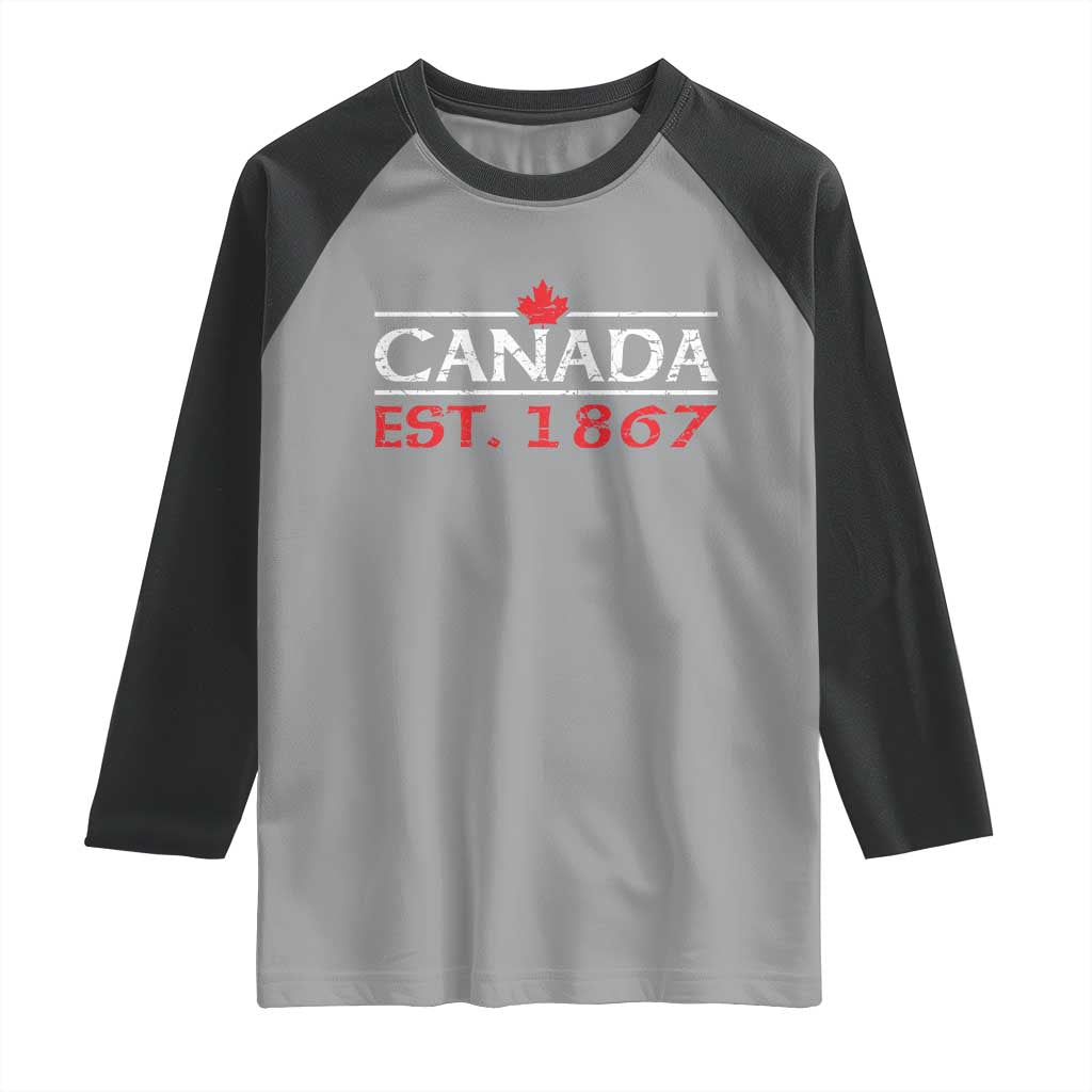 Canadian Maple Leaf Raglan Shirt Canada Flag Vintage Retro Sport TS10 Sport Gray Black Print Your Wear