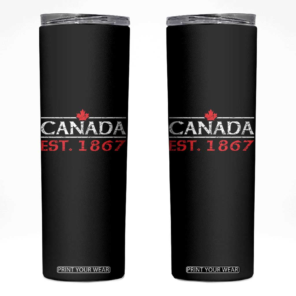 Canadian Maple Leaf Skinny Tumbler Canada Flag Vintage Retro Sport TS10 Black Print Your Wear