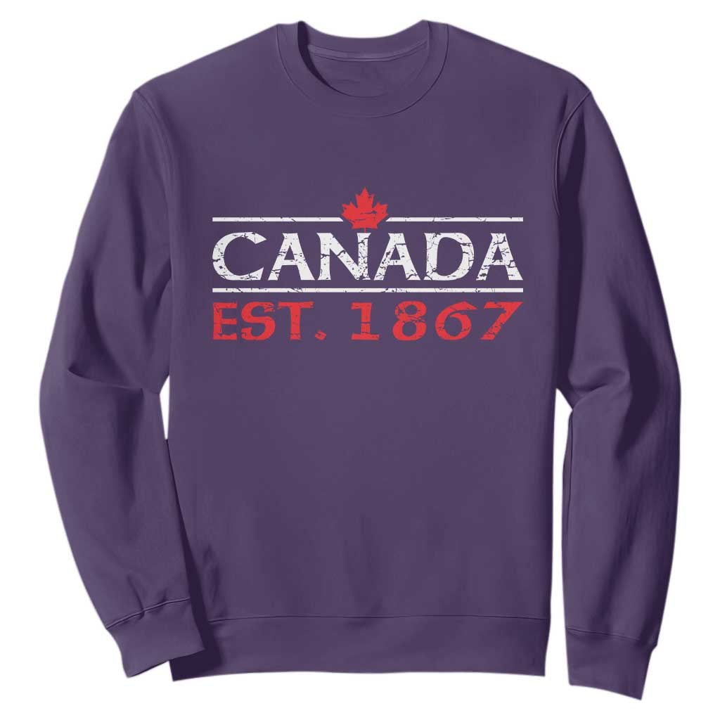 Canadian Maple Leaf Sweatshirt Canada Flag Vintage Retro Sport TS10 Purple Print Your Wear
