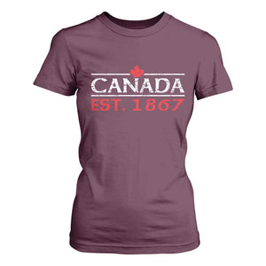 Canadian Maple Leaf T Shirt For Women Canada Flag Vintage Retro Sport TS10 Maroon Print Your Wear