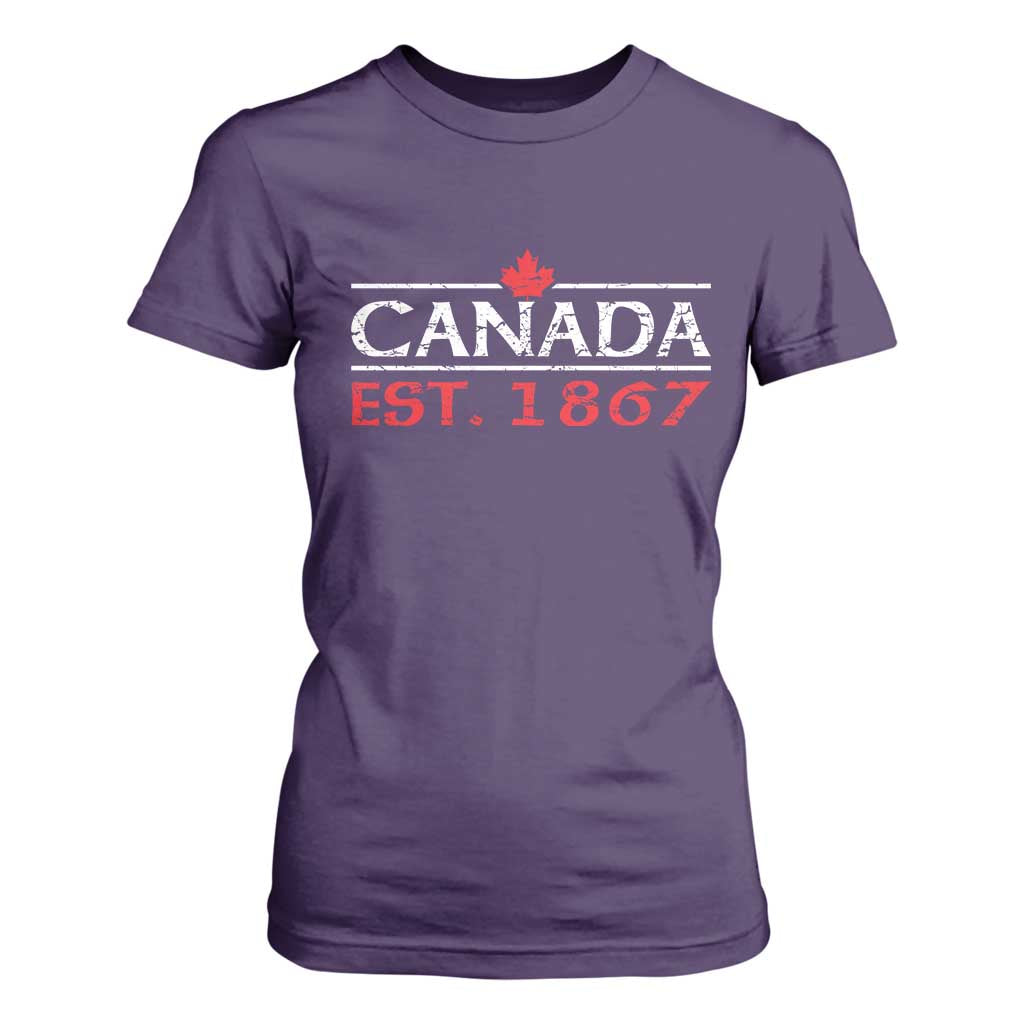 Canadian Maple Leaf T Shirt For Women Canada Flag Vintage Retro Sport TS10 Purple Print Your Wear