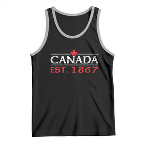 Canadian Maple Leaf Tank Top Canada Flag Vintage Retro Sport TS10 Black Athletic Heather Print Your Wear