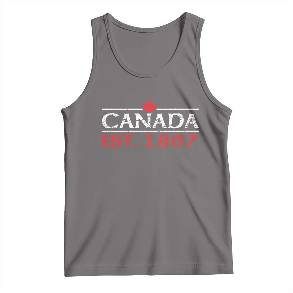 Canadian Maple Leaf Tank Top Canada Flag Vintage Retro Sport TS10 Deep Heather Print Your Wear