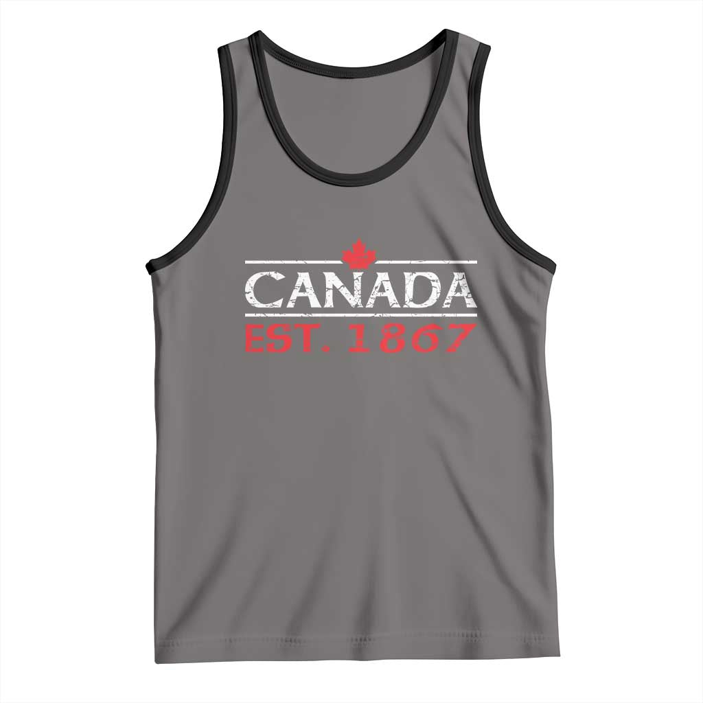 Canadian Maple Leaf Tank Top Canada Flag Vintage Retro Sport TS10 Deep Heather Black Print Your Wear