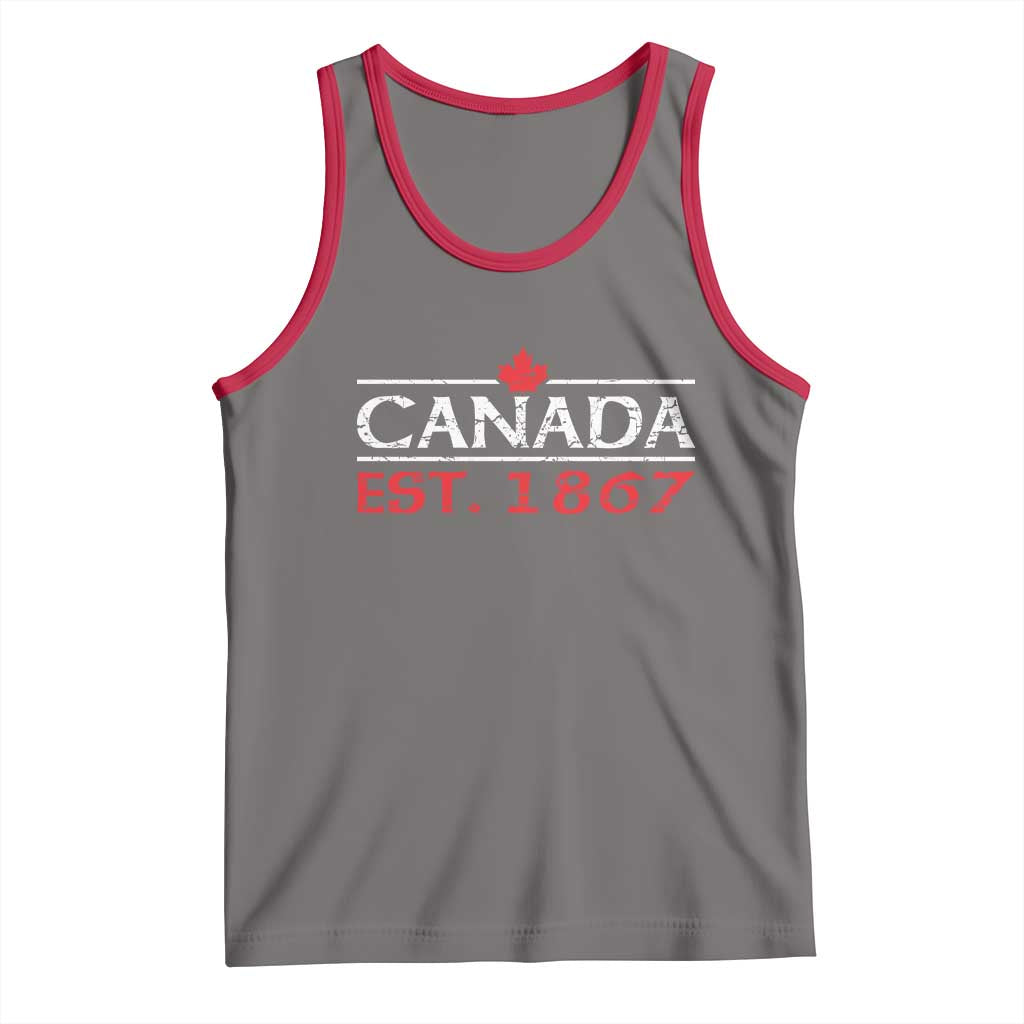 Canadian Maple Leaf Tank Top Canada Flag Vintage Retro Sport TS10 Deep Heather Red Print Your Wear