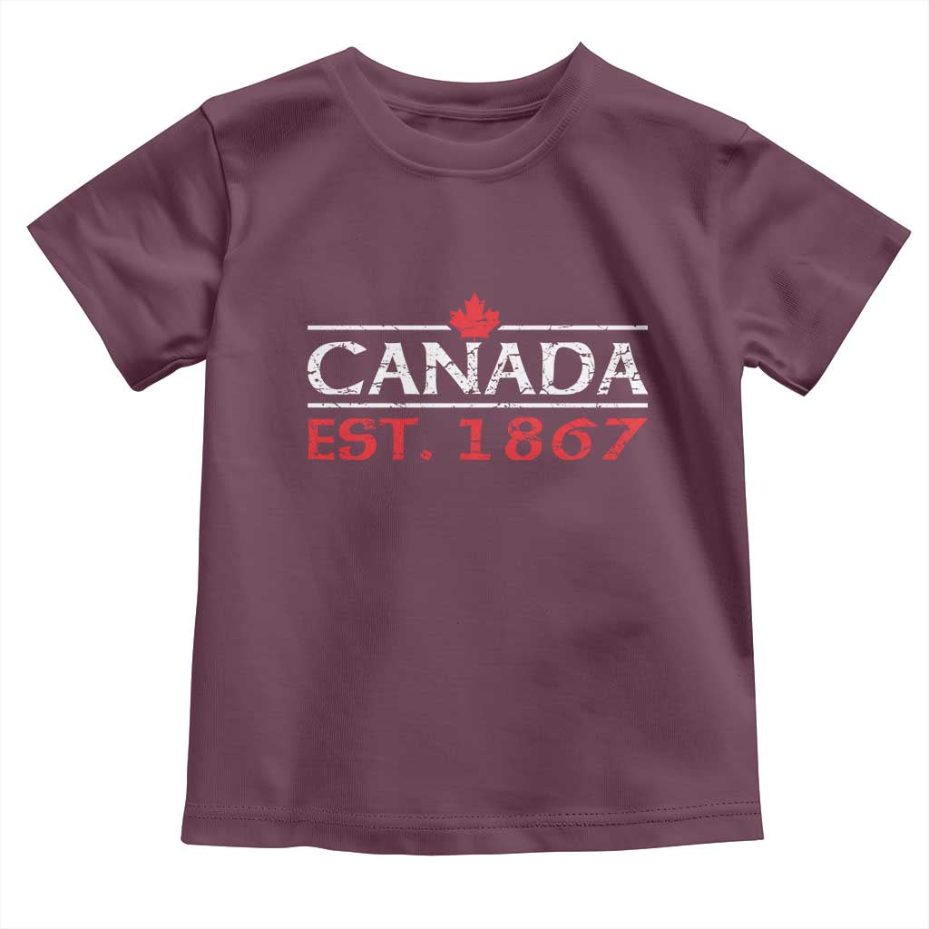 Canadian Maple Leaf Toddler T Shirt Canada Flag Vintage Retro Sport TS10 Maroon Print Your Wear