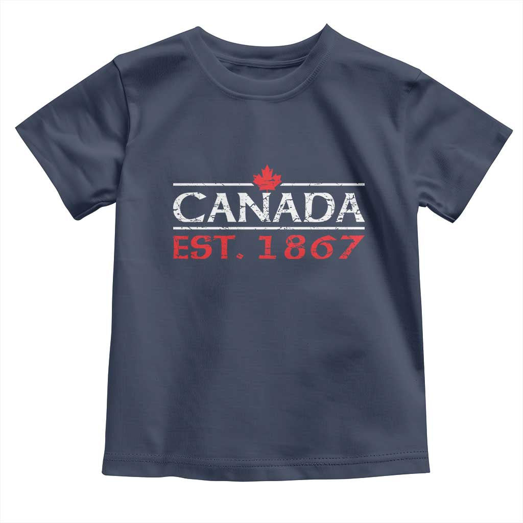Canadian Maple Leaf Toddler T Shirt Canada Flag Vintage Retro Sport TS10 Navy Print Your Wear