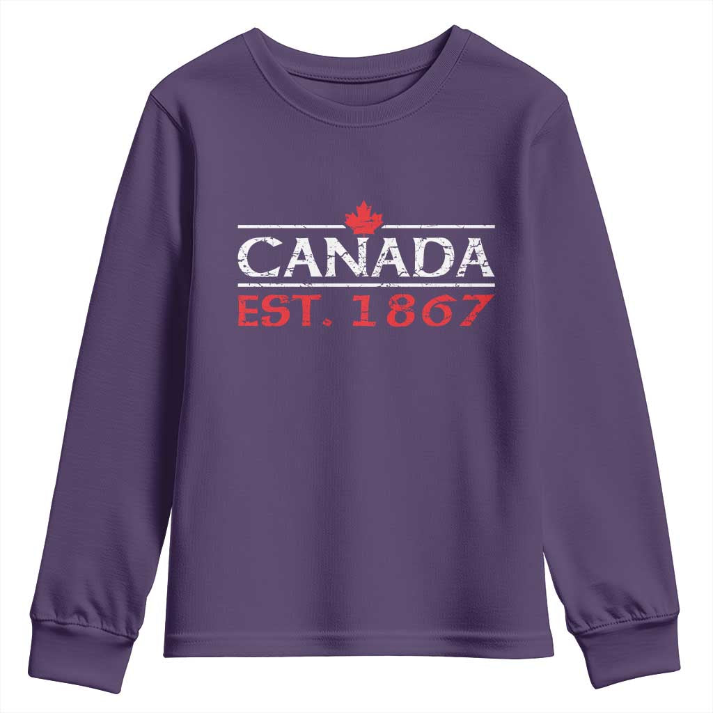 Canadian Maple Leaf Youth Sweatshirt Canada Flag Vintage Retro Sport TS10 Purple Print Your Wear