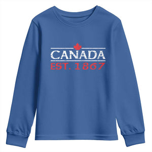 Canadian Maple Leaf Youth Sweatshirt Canada Flag Vintage Retro Sport TS10 Royal Blue Print Your Wear