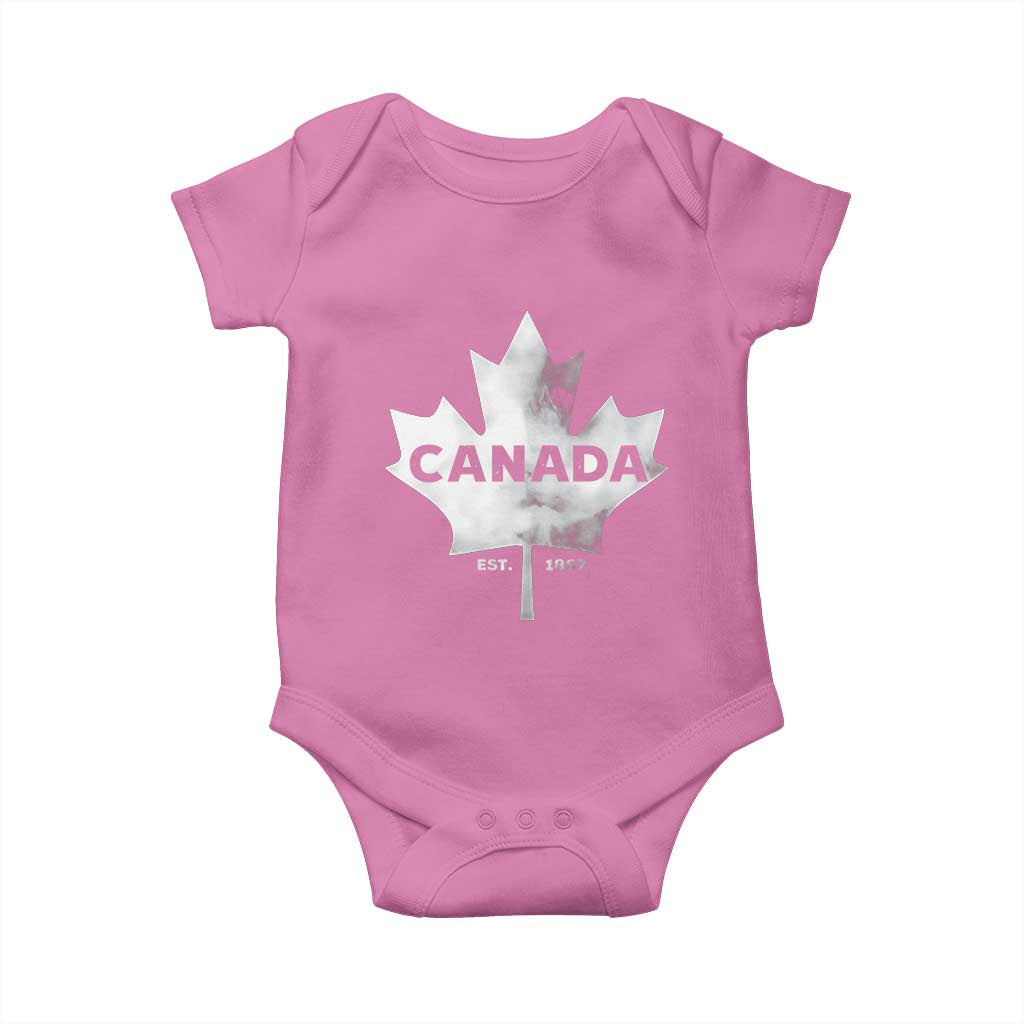 Canada Flag Baby Onesie Canadian Maple Leaf Vintage Retro Sport TS10 Azalea Print Your Wear