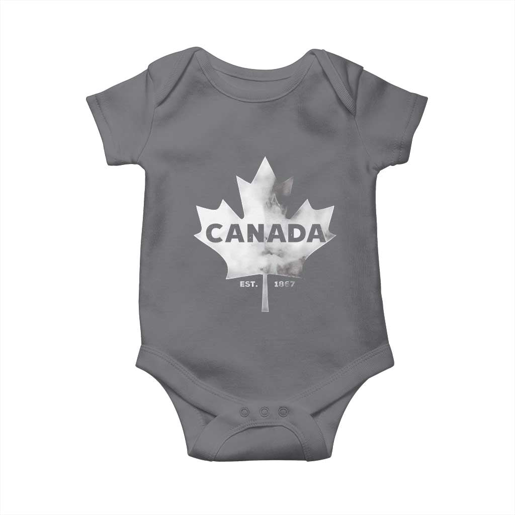 Canada Flag Baby Onesie Canadian Maple Leaf Vintage Retro Sport TS10 Charcoal Print Your Wear
