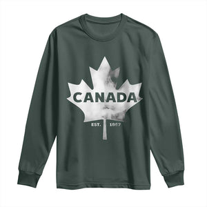 Canada Flag Long Sleeve Shirt Canadian Maple Leaf Vintage Retro Sport TS10 Dark Forest Green Print Your Wear