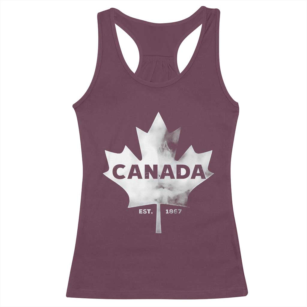 Canada Flag Racerback Tank Top Canadian Maple Leaf Vintage Retro Sport TS10 Maroon Print Your Wear