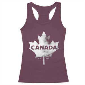 Canada Flag Racerback Tank Top Canadian Maple Leaf Vintage Retro Sport TS10 Maroon Print Your Wear