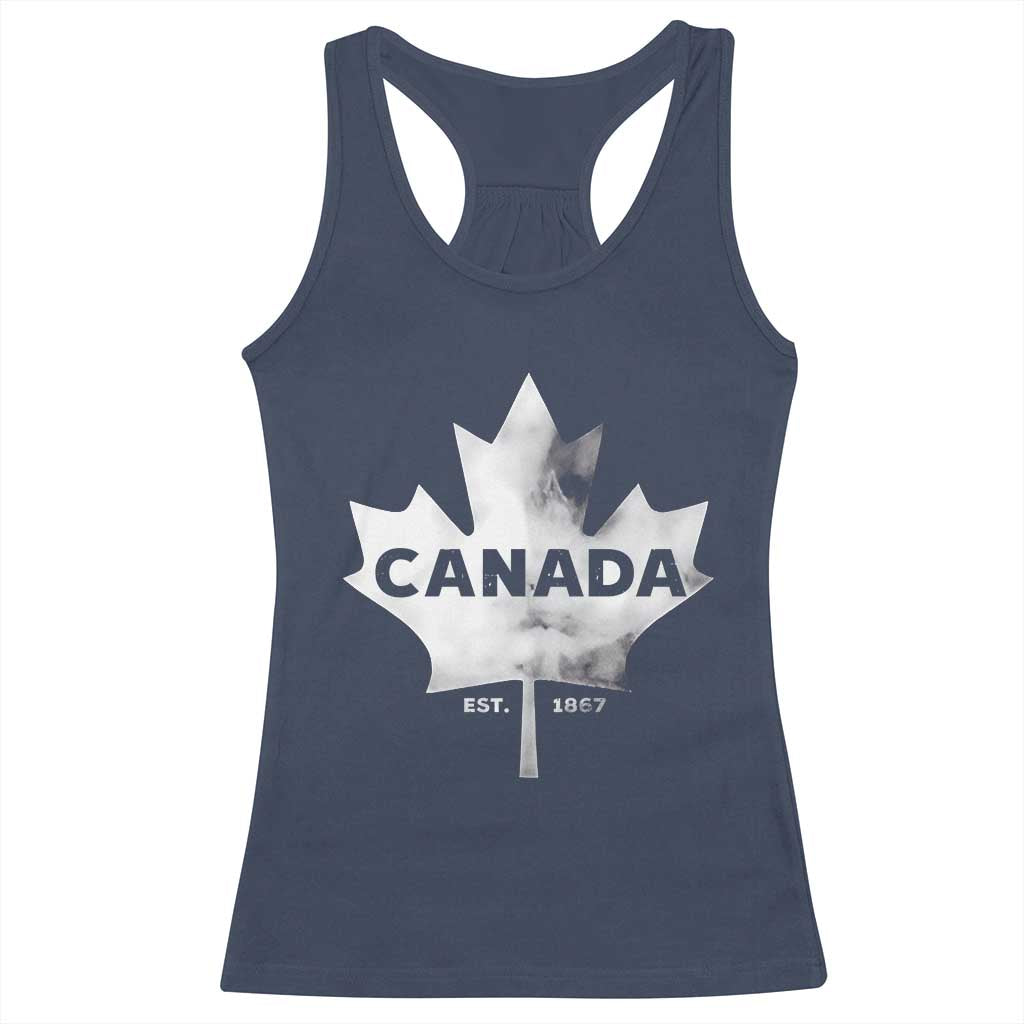 Canada Flag Racerback Tank Top Canadian Maple Leaf Vintage Retro Sport TS10 Navy Print Your Wear