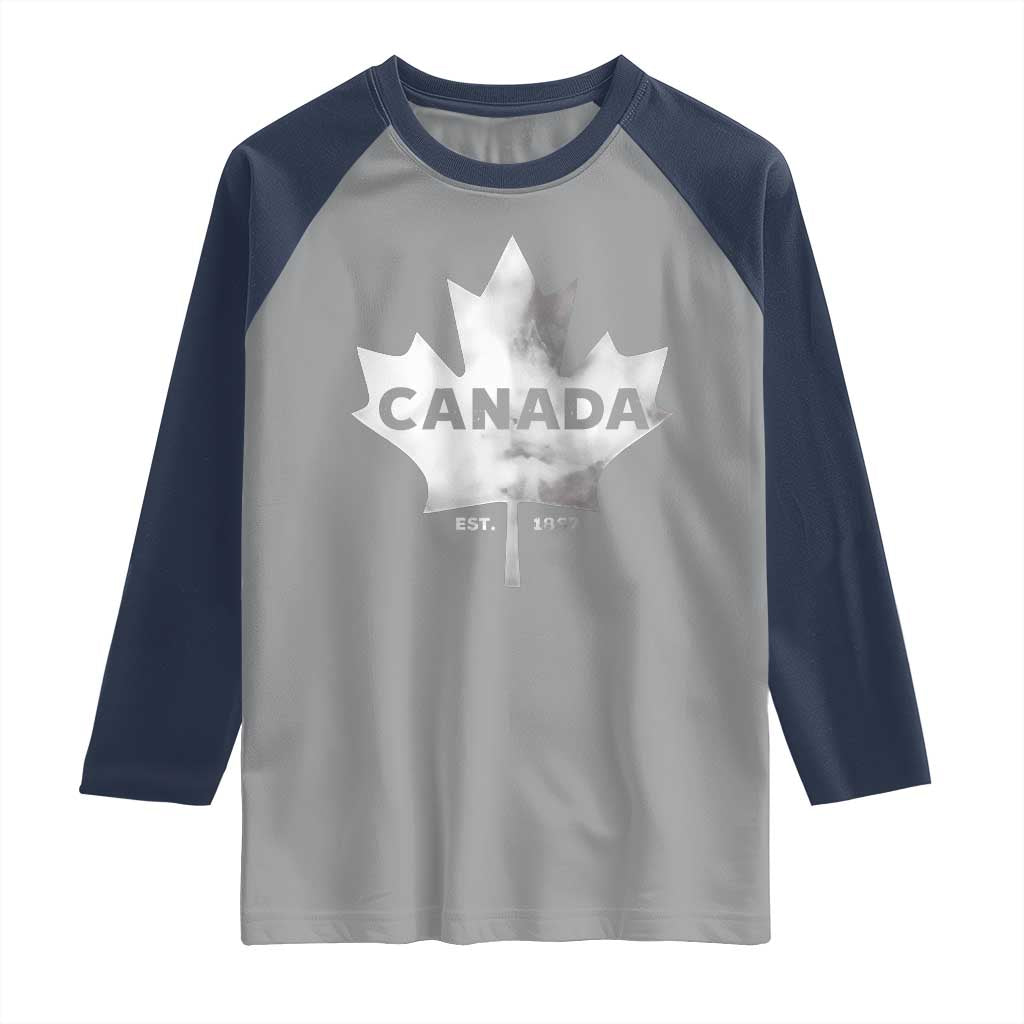 Canada Flag Raglan Shirt Canadian Maple Leaf Vintage Retro Sport TS10 Sport Gray Navy Print Your Wear