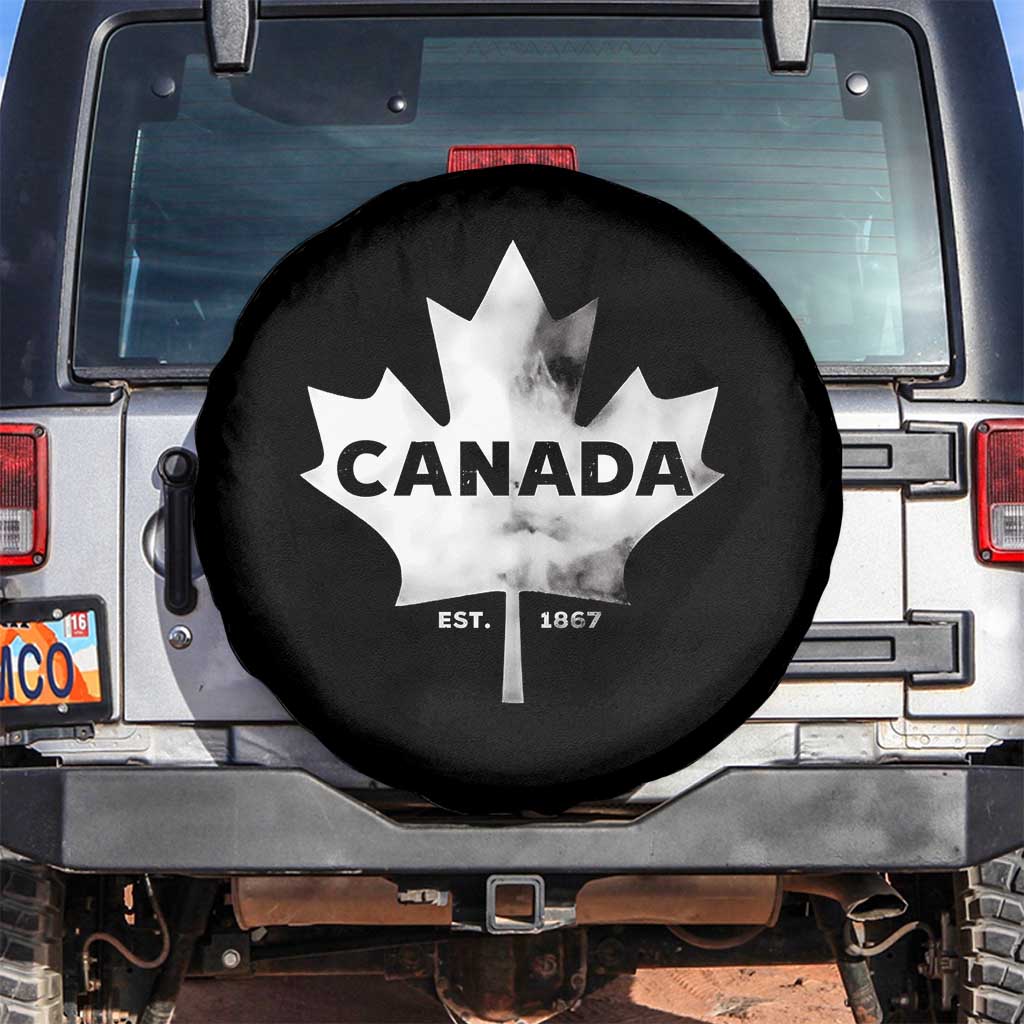 Canada Flag Spare Tire Cover Canadian Maple Leaf Vintage Retro Sport TS10 No hole Black Print Your Wear