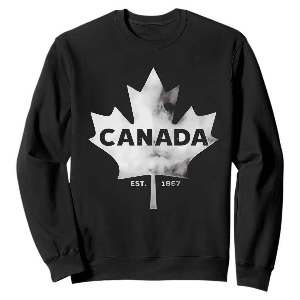 Canada Flag Sweatshirt Canadian Maple Leaf Vintage Retro Sport TS10 Black Print Your Wear