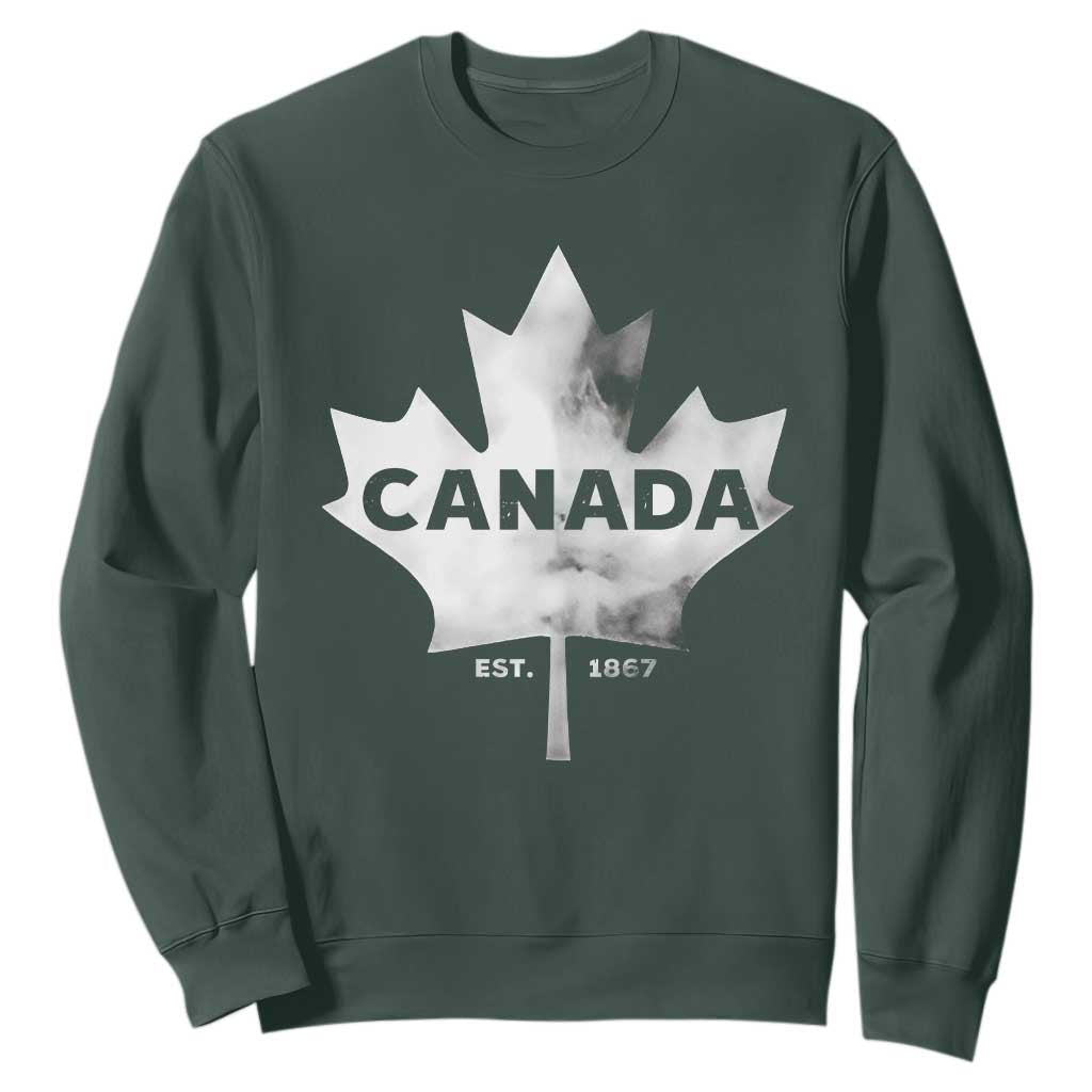 Canada Flag Sweatshirt Canadian Maple Leaf Vintage Retro Sport TS10 Dark Forest Green Print Your Wear