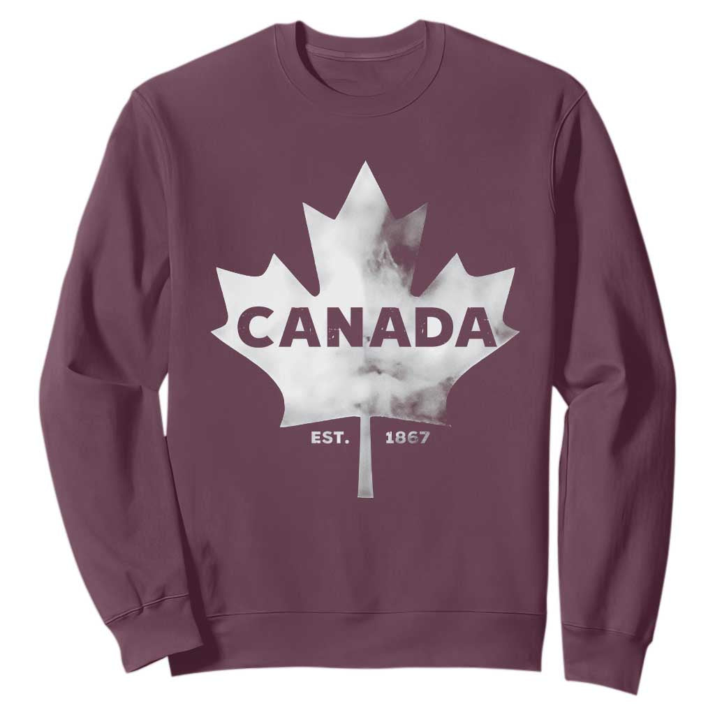 Canada Flag Sweatshirt Canadian Maple Leaf Vintage Retro Sport TS10 Maroon Print Your Wear